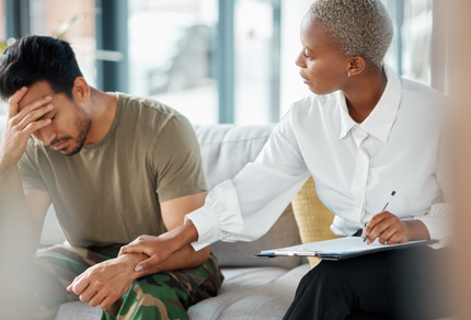 A lawyer consoles her client